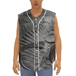 Monochrome Dinosaur Fossil Print Sleeveless Baseball Jersey