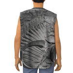 Monochrome Dinosaur Fossil Print Sleeveless Baseball Jersey