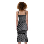 Monochrome Dinosaur Fossil Print Slim Fit Midi Cami Dress