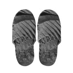 Monochrome Dinosaur Fossil Print Slippers