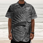 Monochrome Dinosaur Fossil Print Textured Short Sleeve Shirt