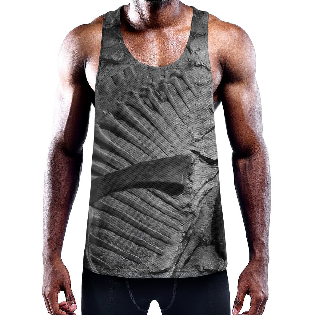 Monochrome Dinosaur Fossil Print Training Tank Top