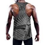 Monochrome Dinosaur Fossil Print Training Tank Top