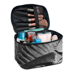 Monochrome Dinosaur Fossil Print Travel Makeup Bag