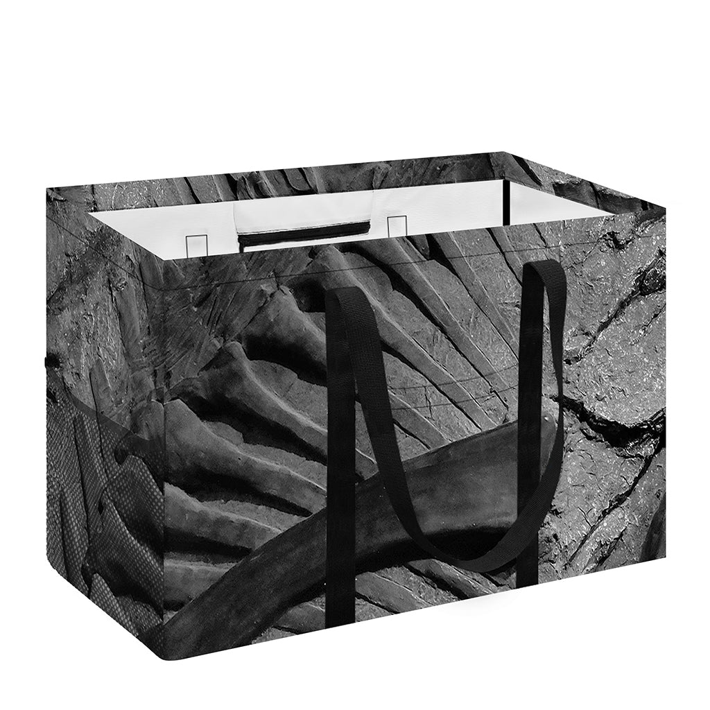 Monochrome Dinosaur Fossil Print Utility Tote Bag