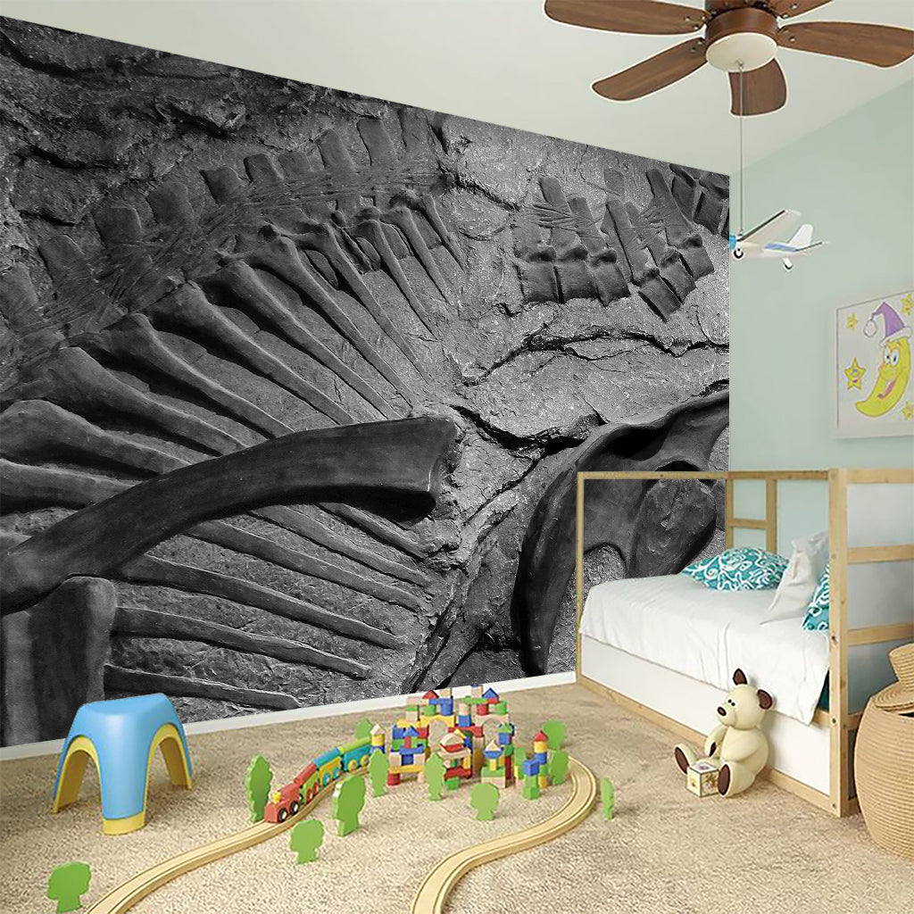 Monochrome Dinosaur Fossil Print Wall Sticker