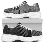 Monochrome Dinosaur Fossil Print White Chunky Shoes