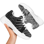 Monochrome Dinosaur Fossil Print White Chunky Shoes