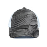 Monochrome Dinosaur Fossil Print White Mesh Trucker Cap