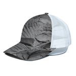 Monochrome Dinosaur Fossil Print White Mesh Trucker Cap