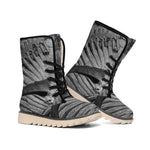 Monochrome Dinosaur Fossil Print Winter Boots
