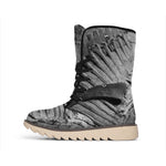 Monochrome Dinosaur Fossil Print Winter Boots
