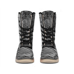 Monochrome Dinosaur Fossil Print Winter Boots