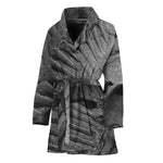 Monochrome Dinosaur Fossil Print Women's Bathrobe