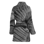 Monochrome Dinosaur Fossil Print Women's Bathrobe