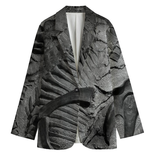 Monochrome Dinosaur Fossil Print Women's Blazer