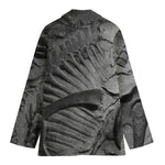 Monochrome Dinosaur Fossil Print Women's Blazer