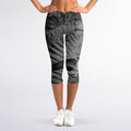 Monochrome Dinosaur Fossil Print Women's Capri Leggings