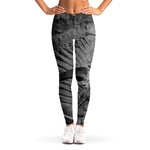 Monochrome Dinosaur Fossil Print Women's Leggings