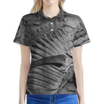 Monochrome Dinosaur Fossil Print Women's Polo Shirt