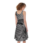 Monochrome Dinosaur Fossil Print Women's Sleeveless Dress