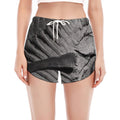 Monochrome Dinosaur Fossil Print Women's Split Running Shorts