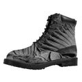 Monochrome Dinosaur Fossil Print Padded Collar Lace Up Boots