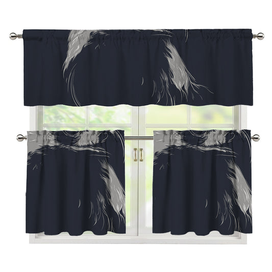 Monochrome Eagle Print 3 Piece Kitchen Curtains