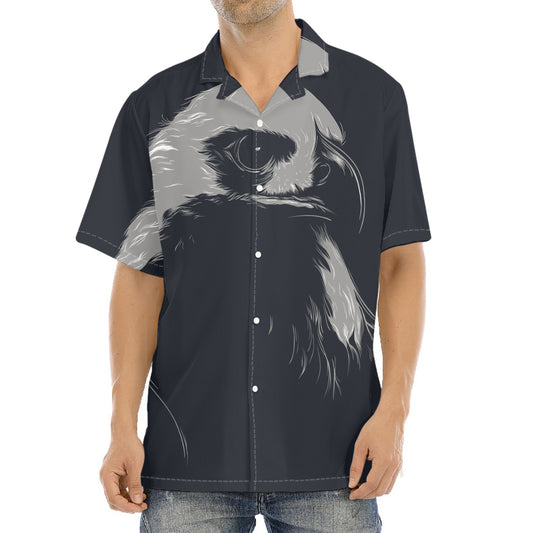 Monochrome Eagle Print Aloha Shirt
