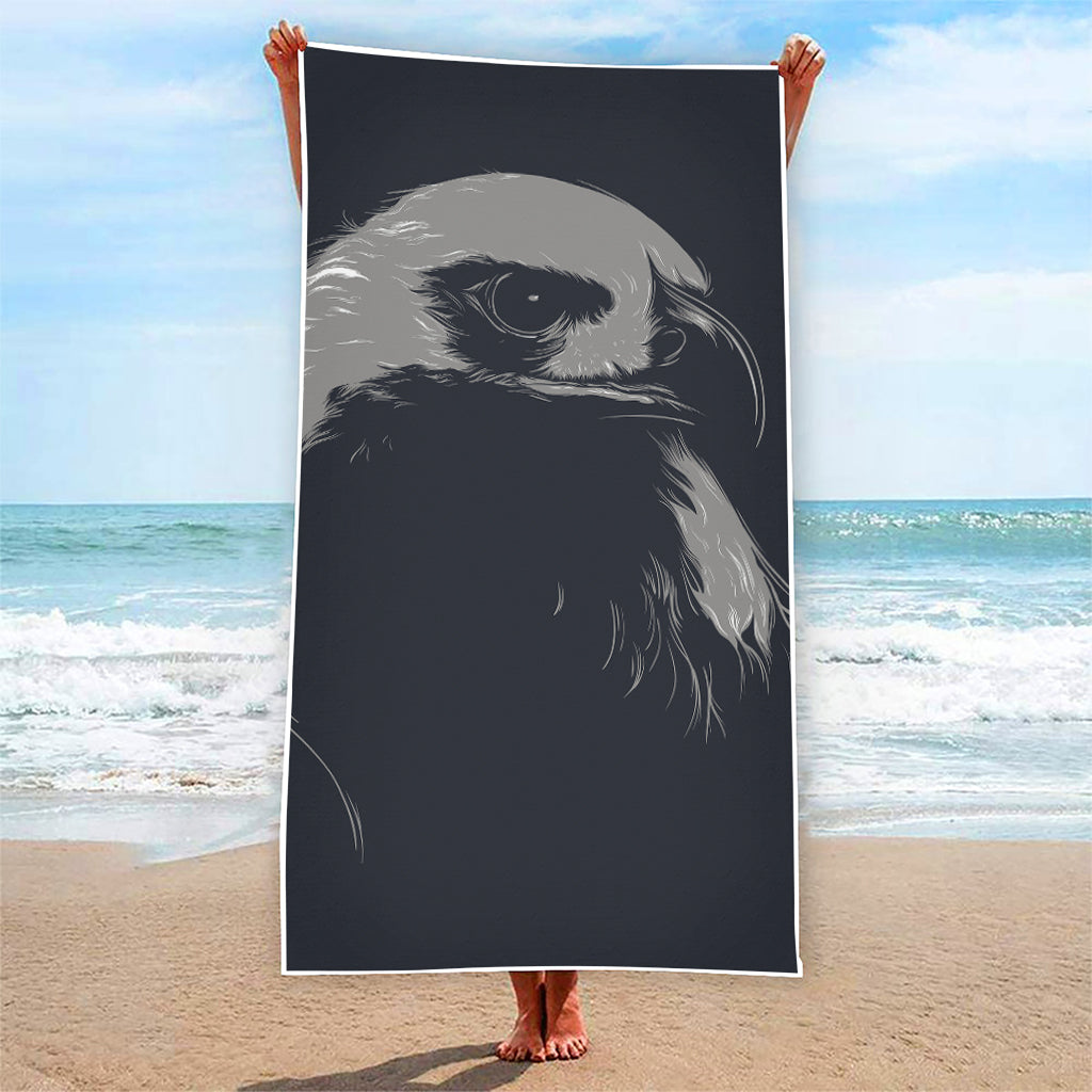 Monochrome Eagle Print Beach Towel