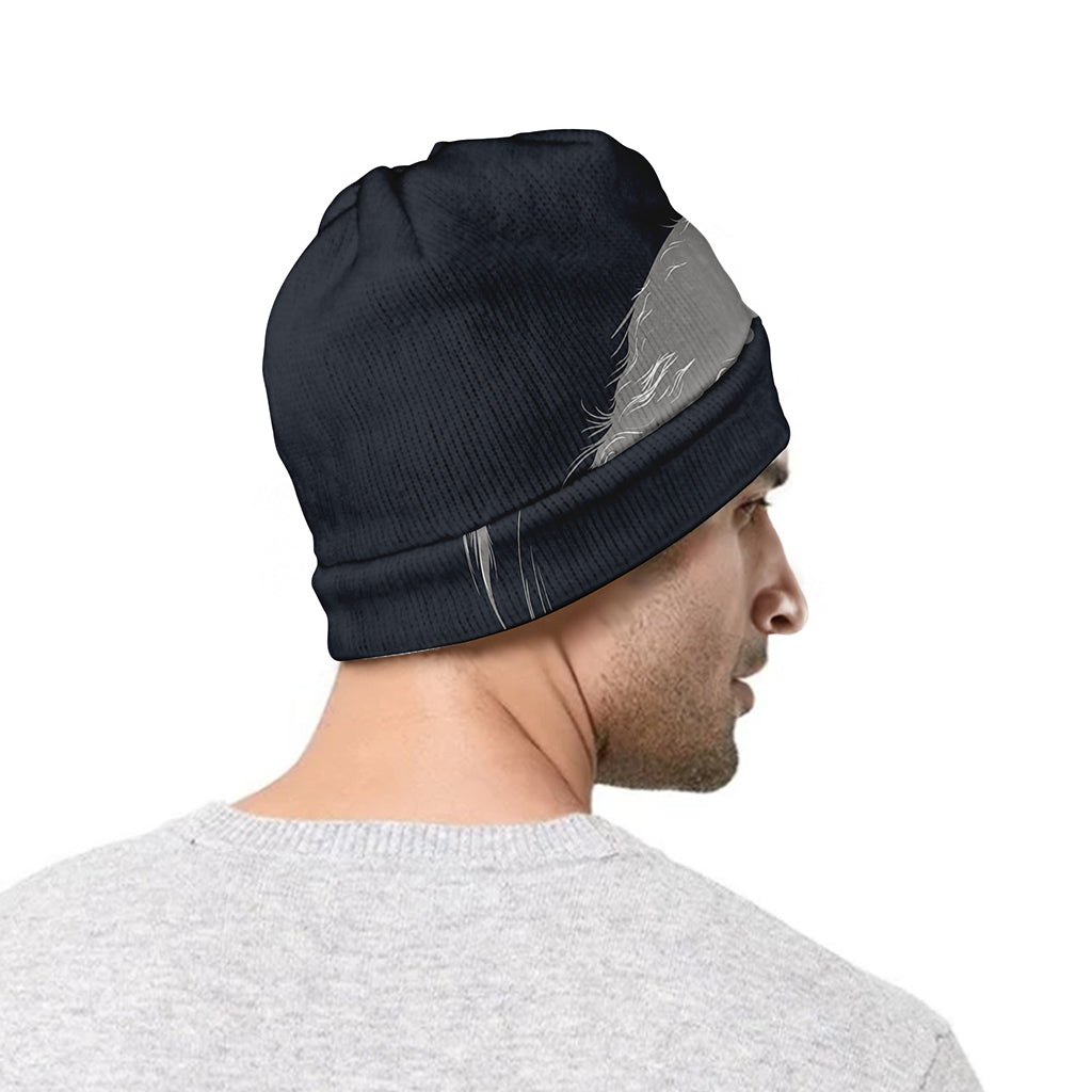Monochrome Eagle Print Beanie
