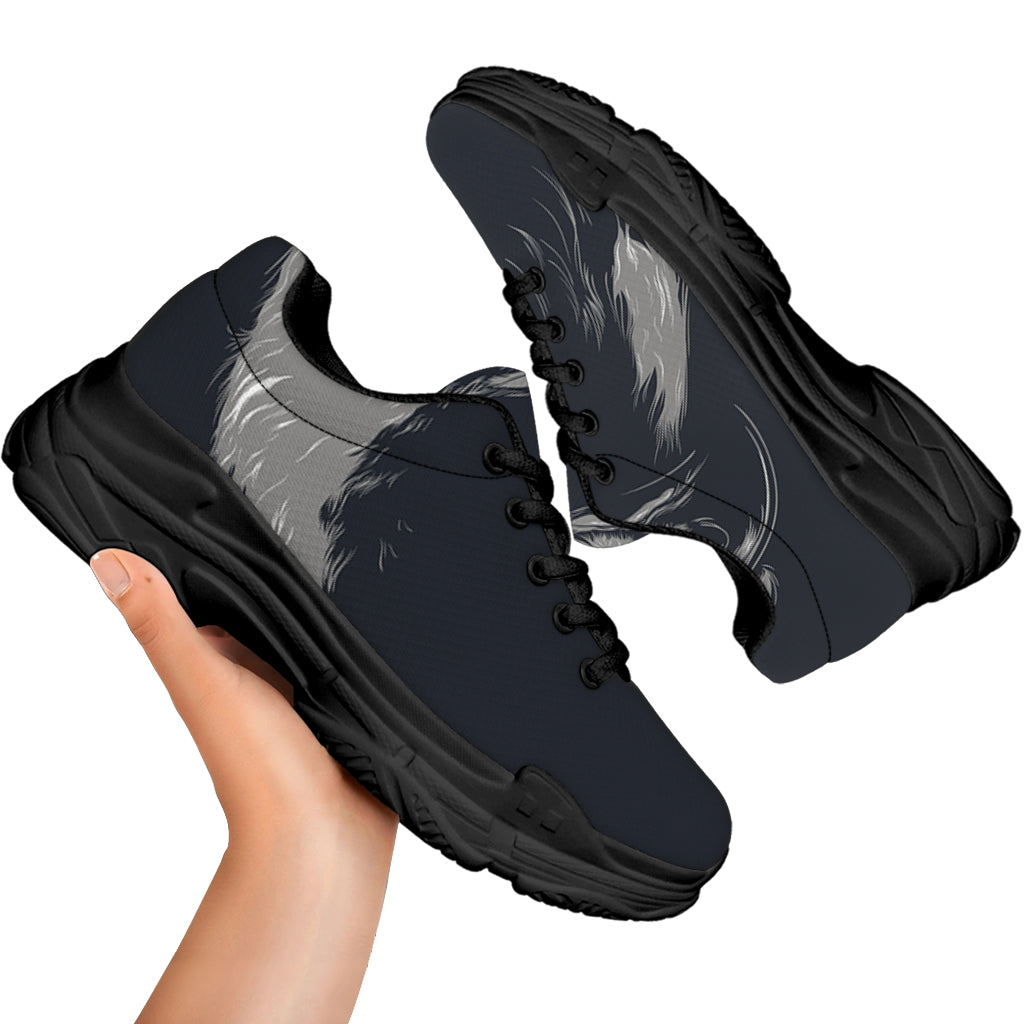 Monochrome Eagle Print Black Chunky Shoes