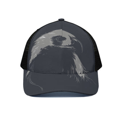 Monochrome Eagle Print Black Mesh Trucker Cap
