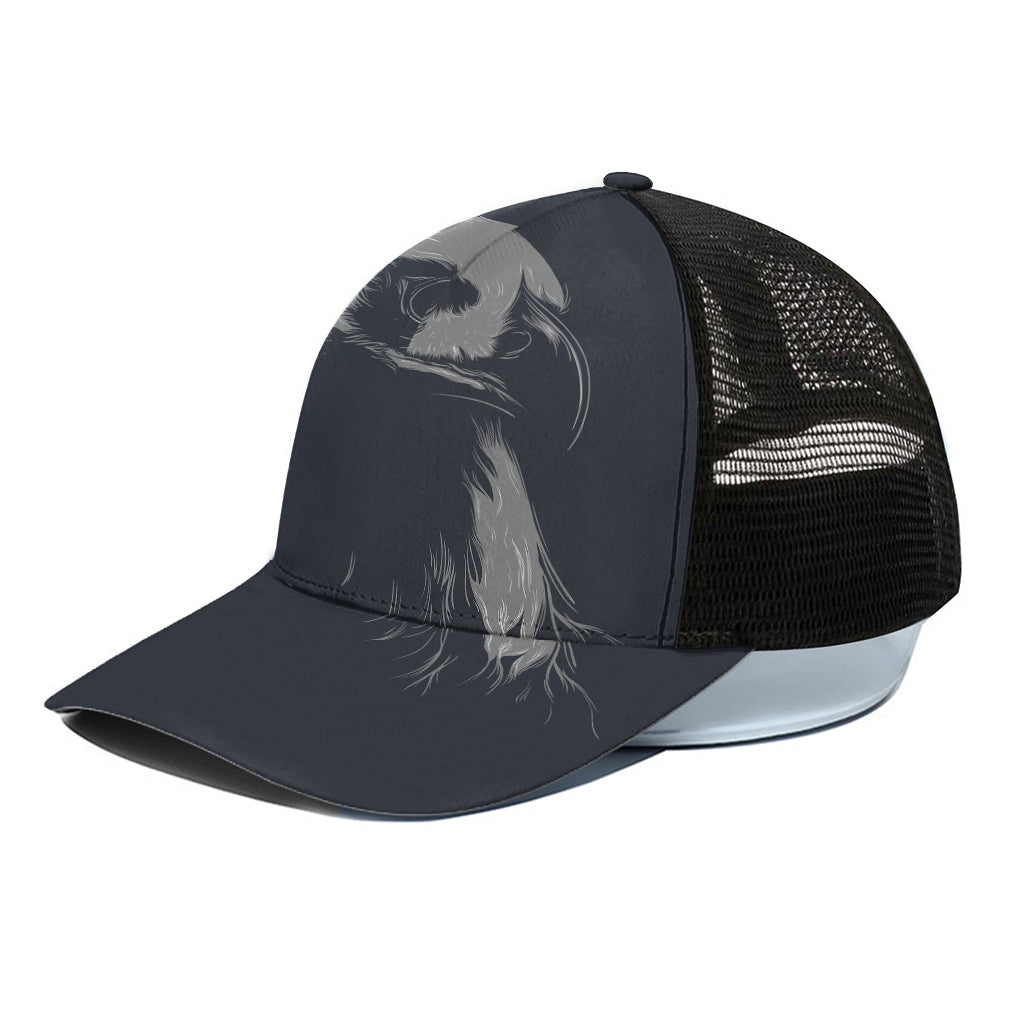 Monochrome Eagle Print Black Mesh Trucker Cap