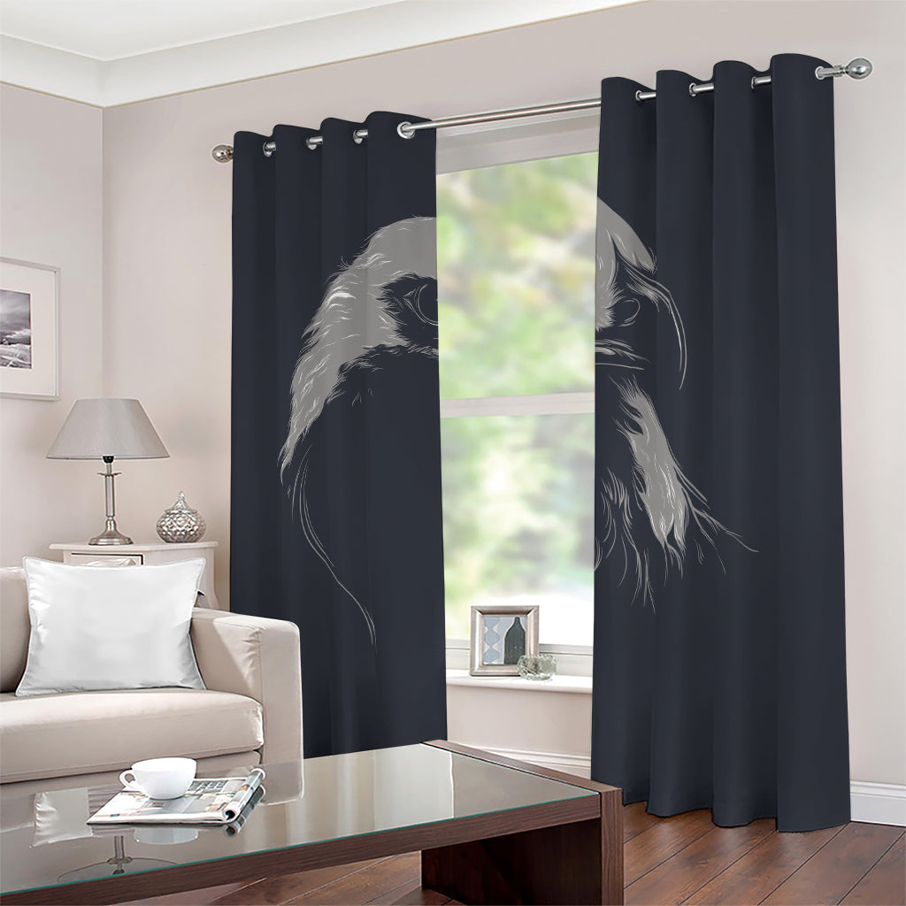 Monochrome Eagle Print Blackout Grommet Curtains
