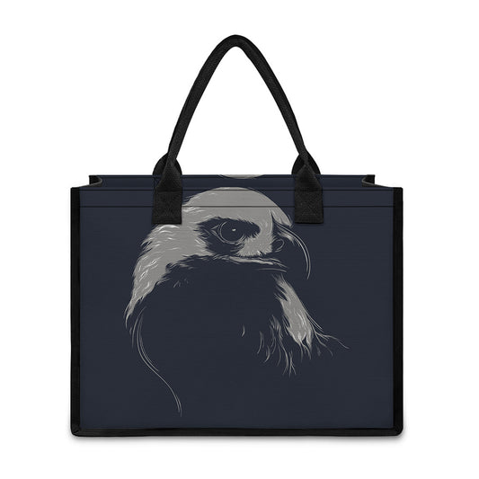 Monochrome Eagle Print Canvas Tote Bag