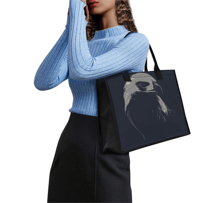Monochrome Eagle Print Canvas Tote Bag