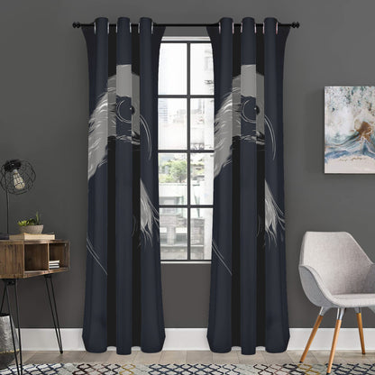 Monochrome Eagle Print Curtain