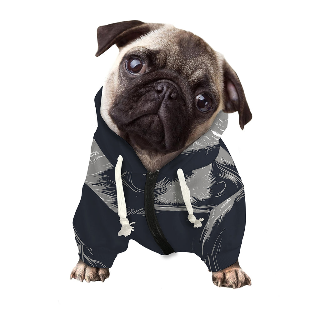 Monochrome Eagle Print Dog Zip Up Hoodie
