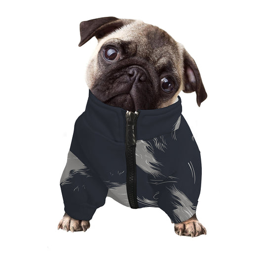 Monochrome Eagle Print Dog Zip Up Jacket