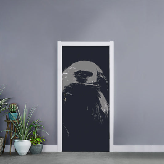 Monochrome Eagle Print Door Sticker