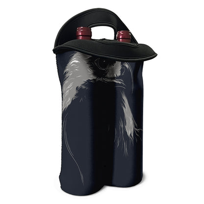 Monochrome Eagle Print Double Neoprene Wine Tote