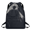 Monochrome Eagle Print Drawstring Backpack