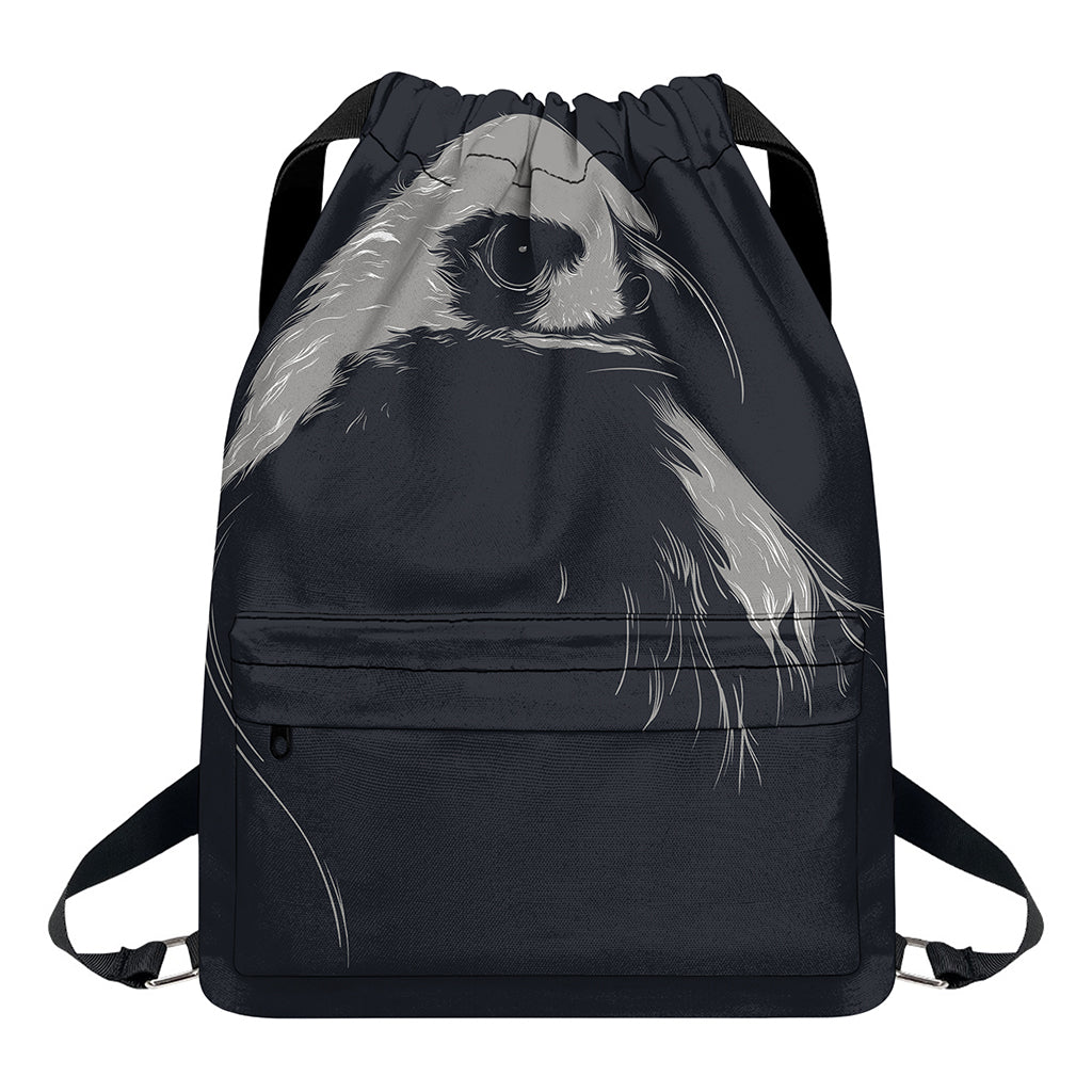Monochrome Eagle Print Drawstring Backpack