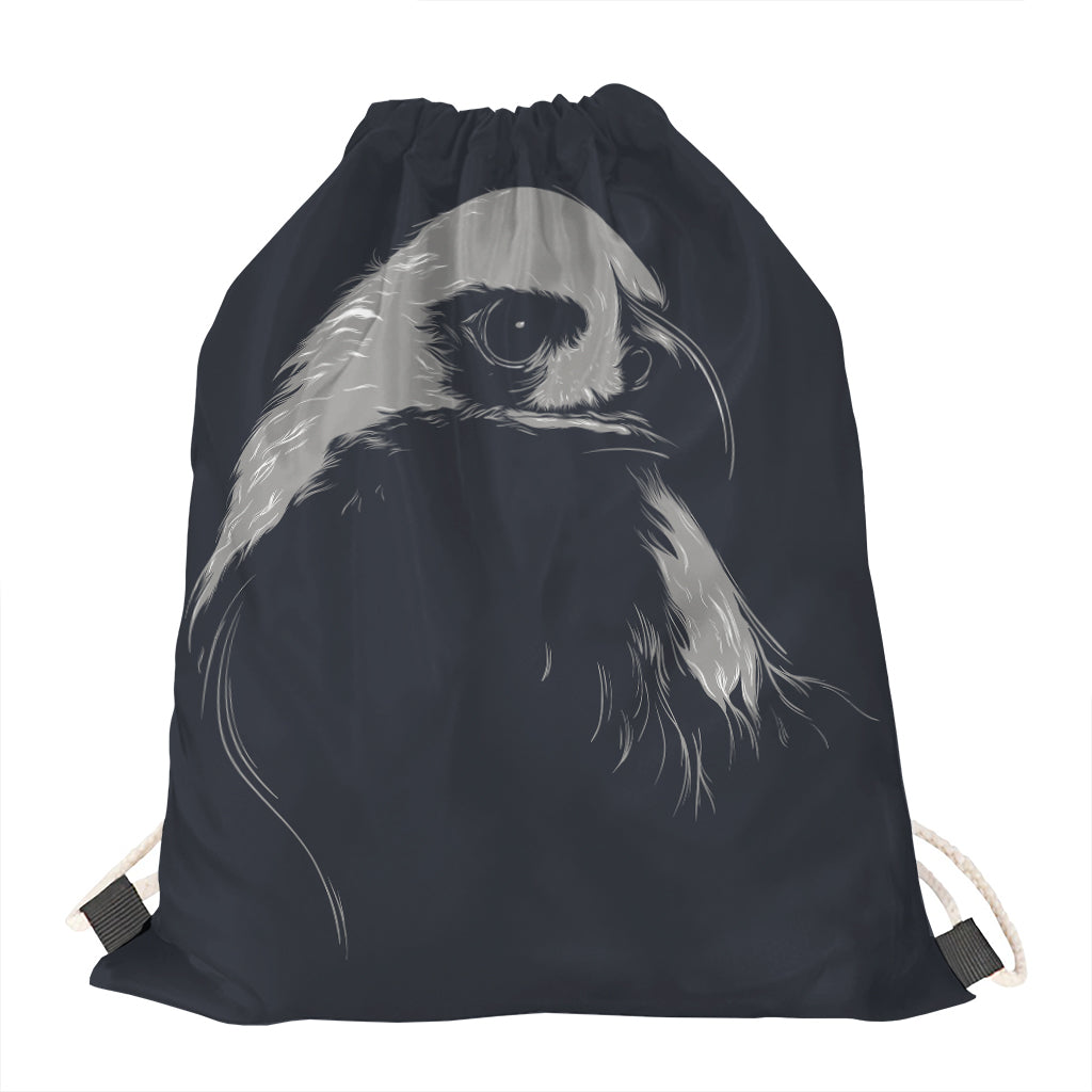 Monochrome Eagle Print Drawstring Bag