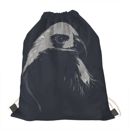 Monochrome Eagle Print Drawstring Bag