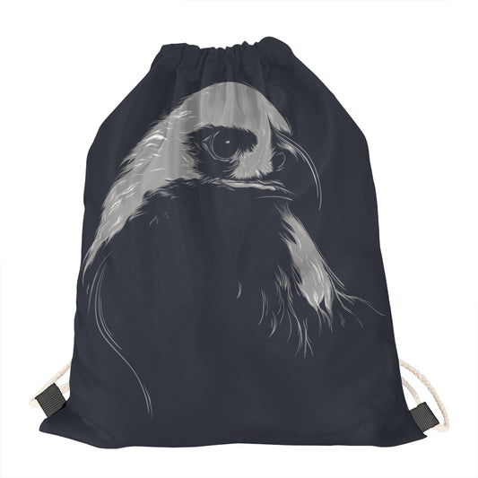 Monochrome Eagle Print Drawstring Bag