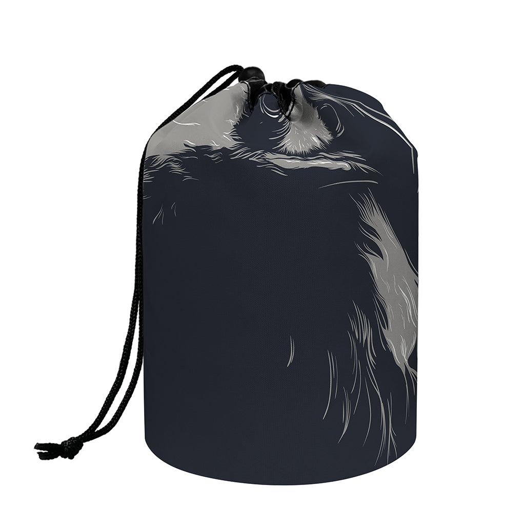 Monochrome Eagle Print Drawstring Makeup Bag