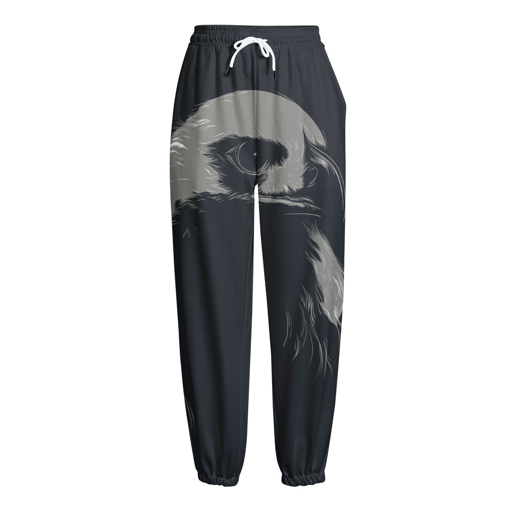 Monochrome Eagle Print Fleece Lined Knit Pants