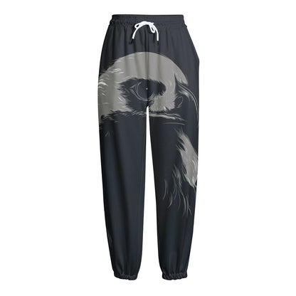 Monochrome Eagle Print Fleece Lined Knit Pants